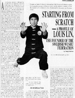 China Sport Nr 1 1992, Starting from Scratch - A profile of Louis Lin, the founder of the Swedish Wushu Federation.