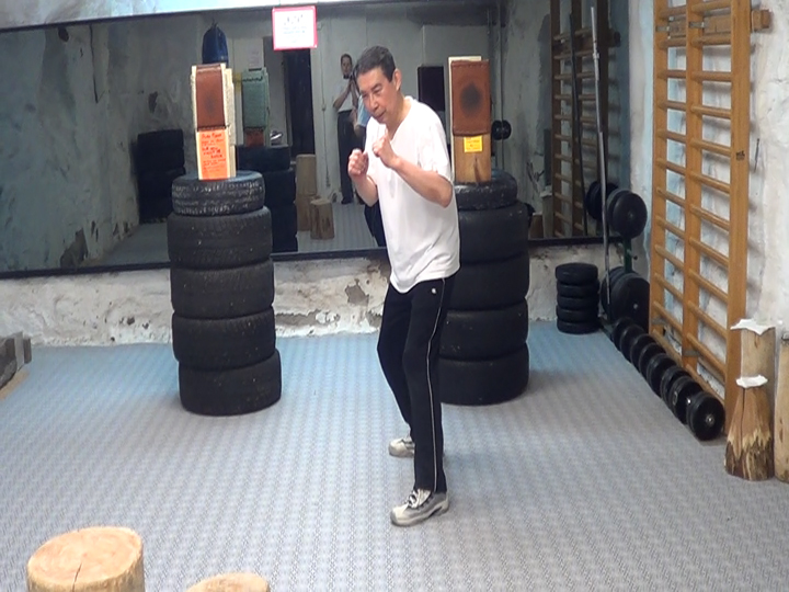 Da Sifu Louis Linn demonstrates his Fast Swallow Cut on logs, 4 June 2012